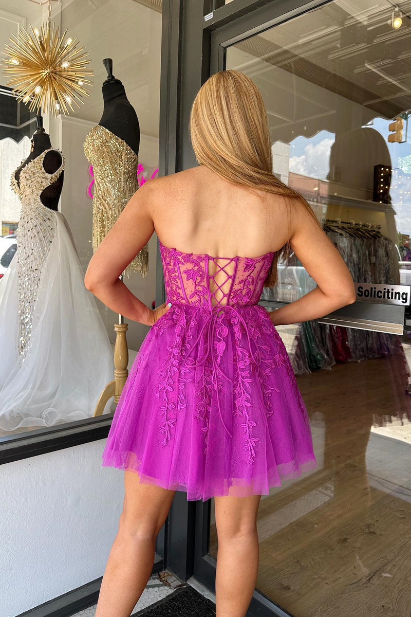 Lilac Sweetheart A-line Lace Short Homecoming Dress