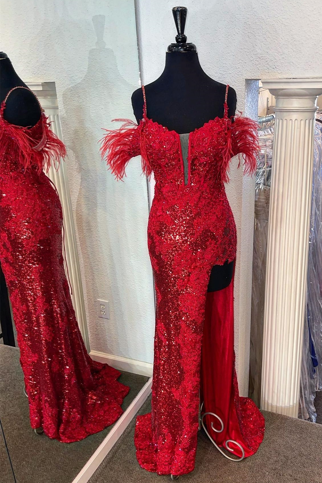 Straps Tight Red Sequin Mermaid Appliques Long Formal Dress Dressesforparty Straps Tight Red Sequin Mermaid Appliques Long Formal Dress Dressesforparty