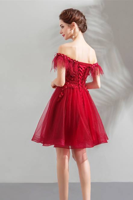 Off the Shoulder Red A-line Short Party Dress 