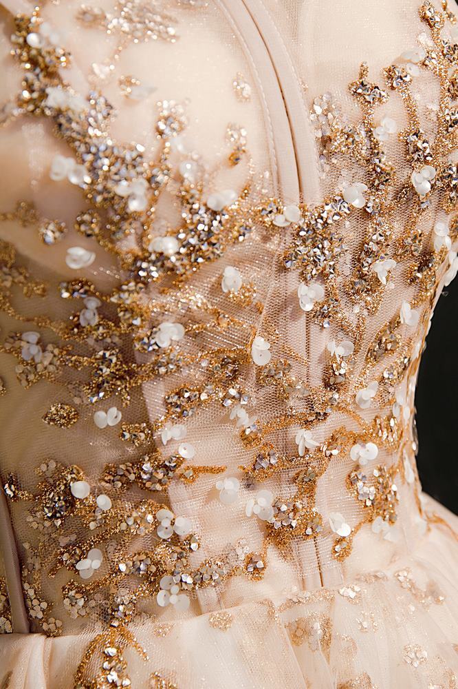 Strapless Short Champagne Party Dress with Sequins 
