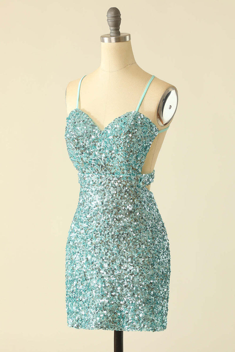 Sparkle Mint Green Sequin Bodycon Mini Party Dress