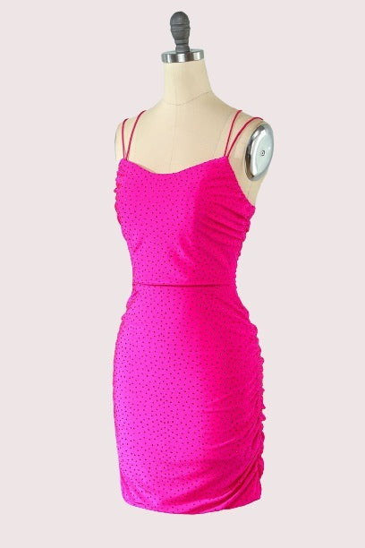 Sexy Hot Pink Bodycon Mini Party Dress with Sequins 
