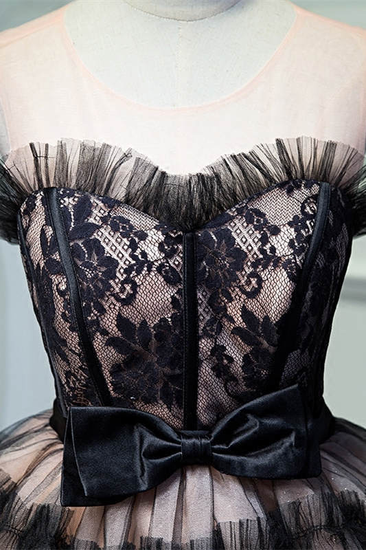 Cute A-line Black Puffy Party Dress