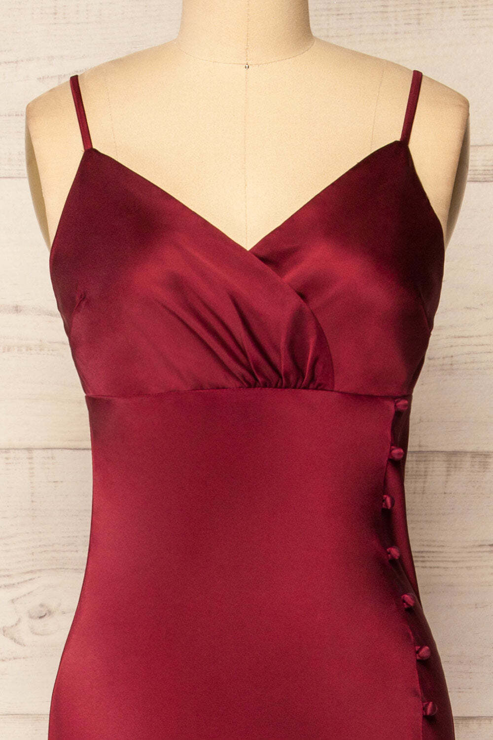 Burgundy Straps V Neck Slip Midi Party Dress