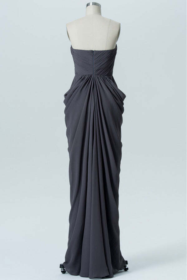 Grey Strapless Draped Long Bridesmaid Dress Dressesforparty Grey Strapless Draped Long Bridesmaid Dress Dressesforparty