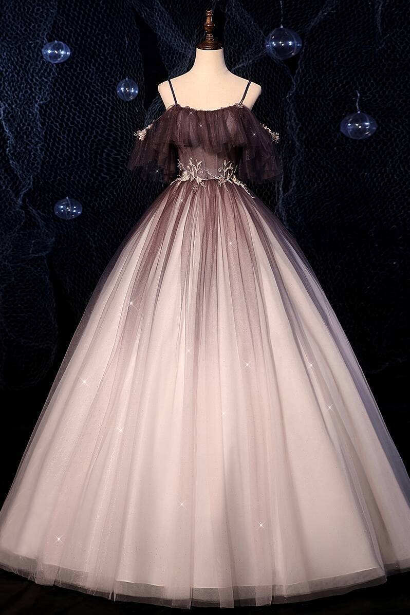 Off the Shoulder Ombre Brown Long Ball Gown