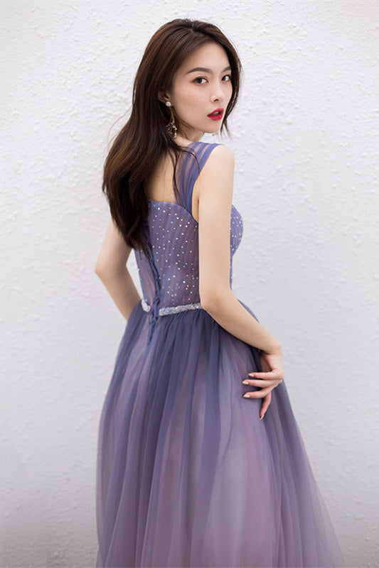 Fairy A-line Ombre Purple ong Prom Dress