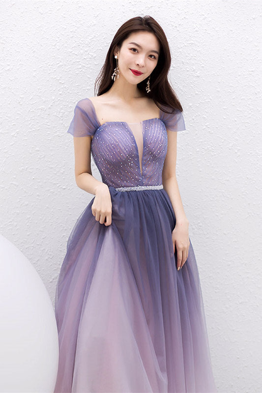 Fairy A-line Ombre Purple ong Prom Dress
