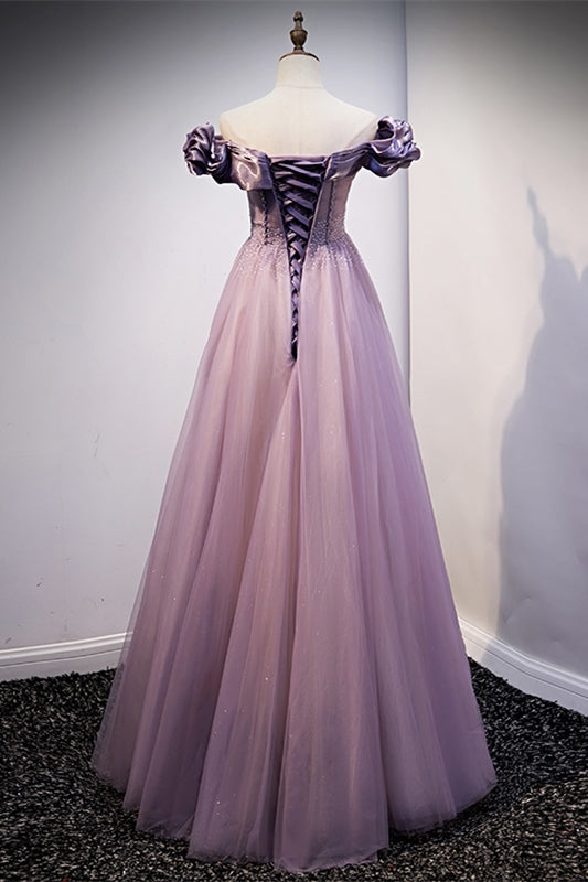 Princess Off the Shoulder Purple Long Party Dress