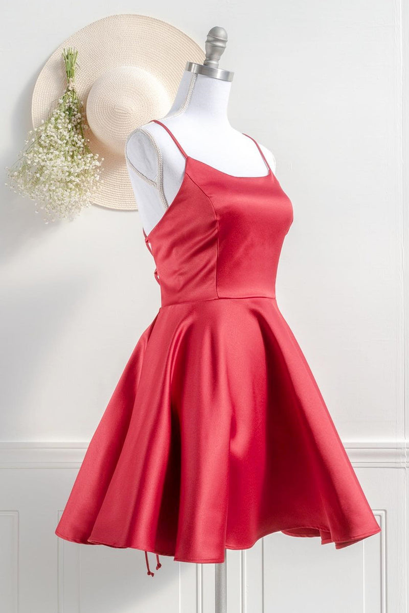 Cute Red A-line Spaghetti Straps Short Party Dress