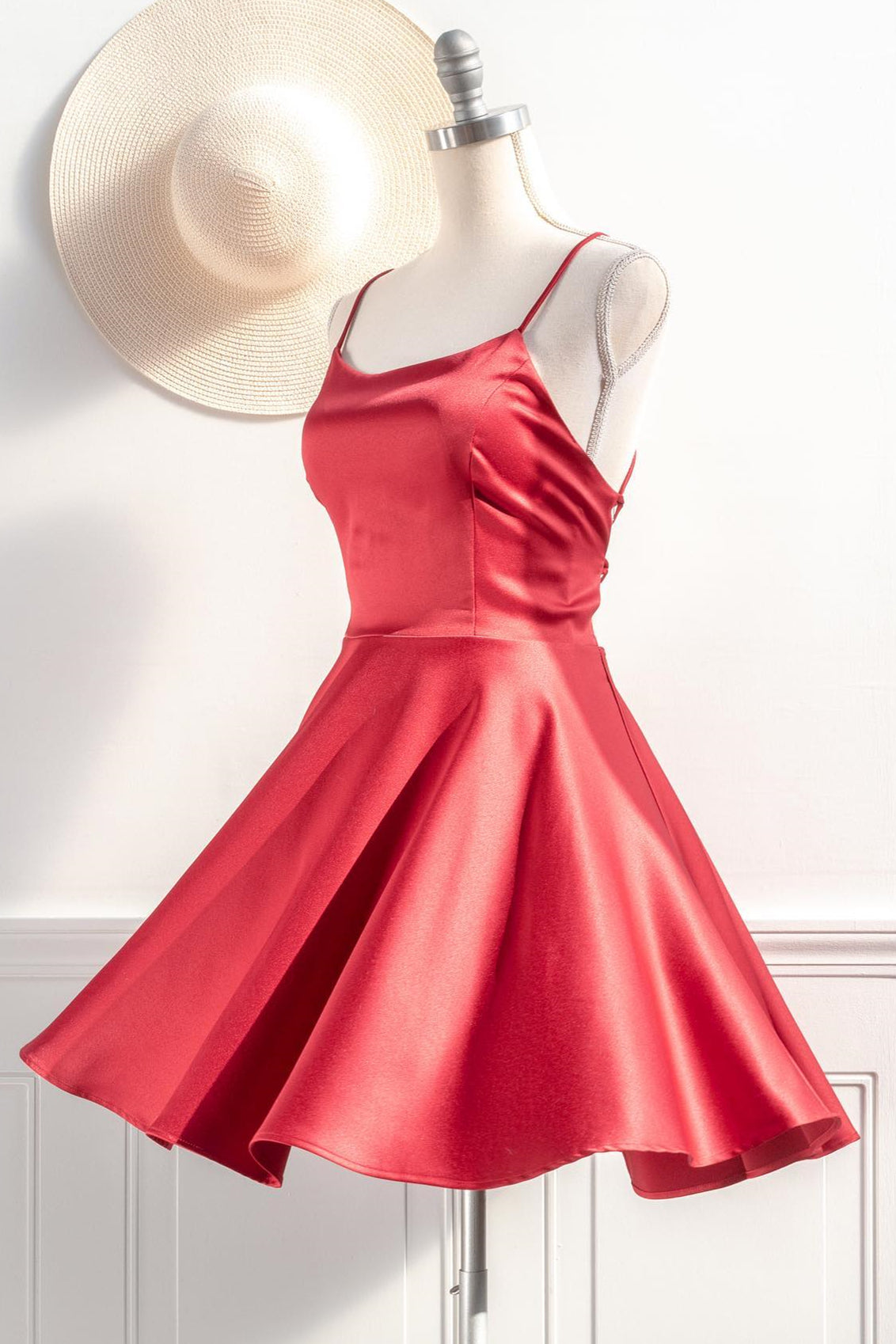 Cute Red A-line Spaghetti Straps Short Party Dress