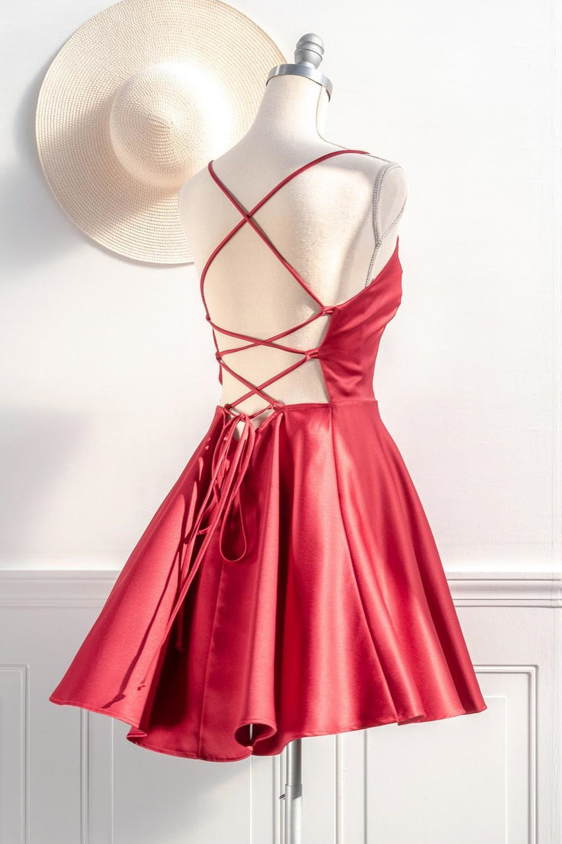 Cute Red A-line Spaghetti Straps Short Party Dress