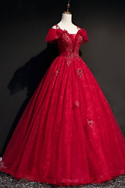 Off the Shoulder Red Long Ball Gown 