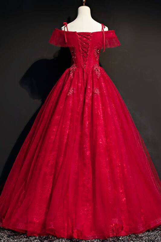 Off the Shoulder Red Long Ball Gown 
