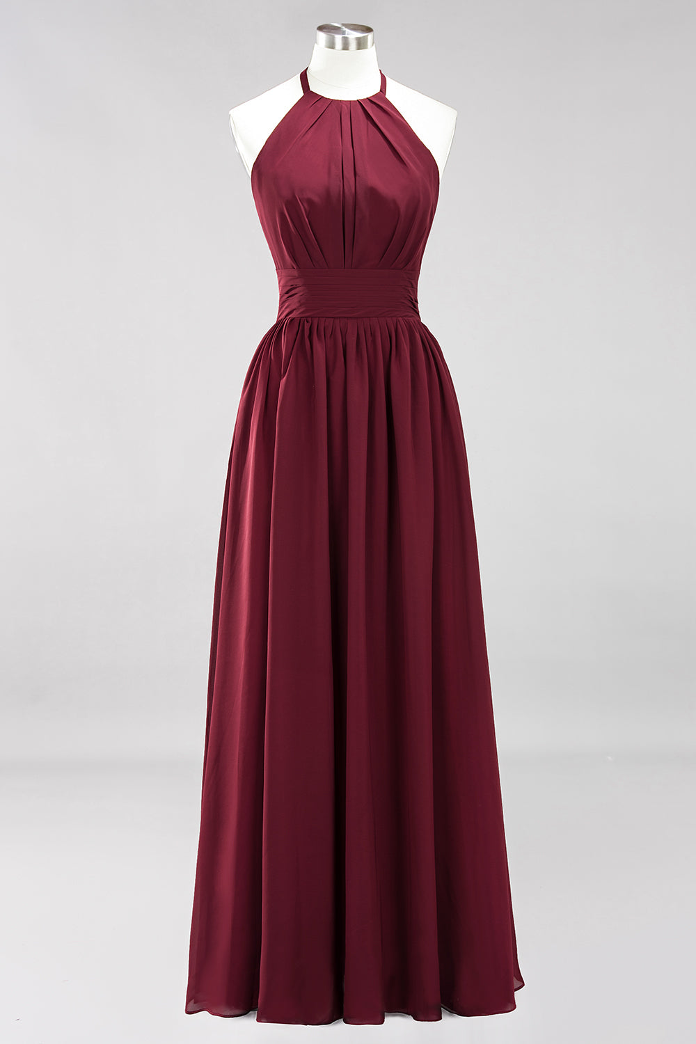 Halter Wine Red Chiffon A-line Long Bridesmaid Dress Dressesforparty Halter Wine Red Chiffon A-line Long Bridesmaid Dress Dressesforparty