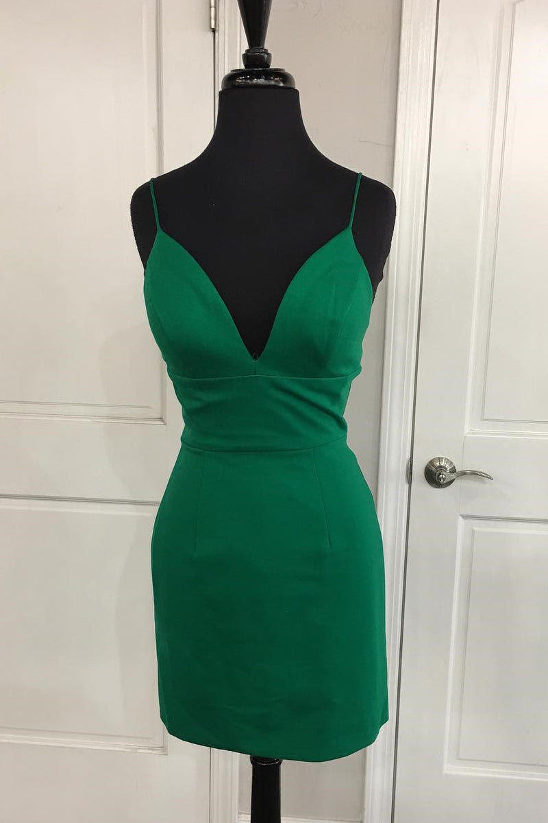 Green Spaghetti Straps Tight Party Dress