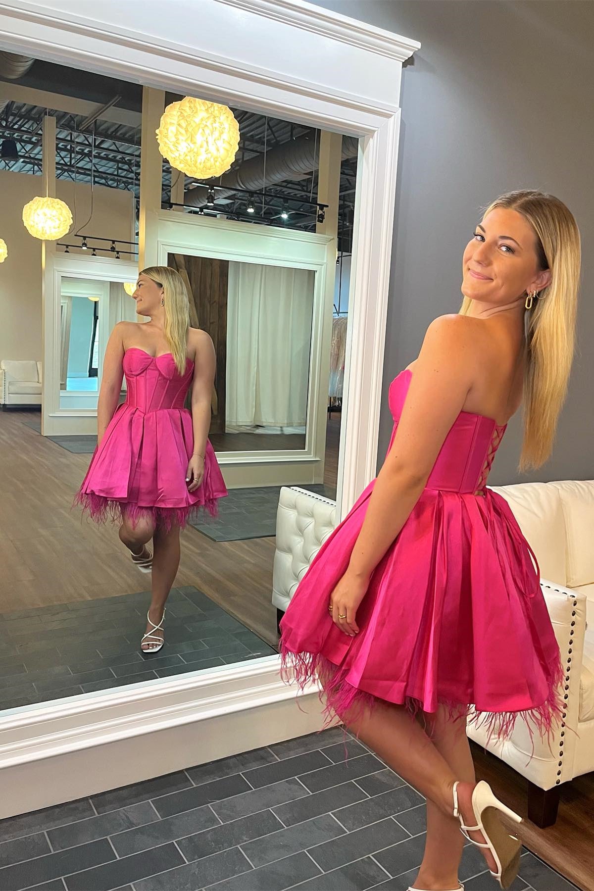 Sweetheart Fuchsia A-line Short Homecoming Dress