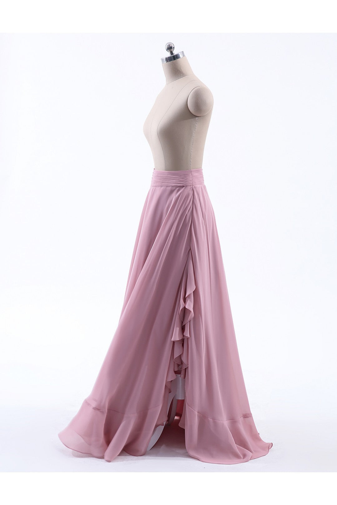 copy of Pink Chiffon Ruffles Slit A-line Bridesmaid Skirt