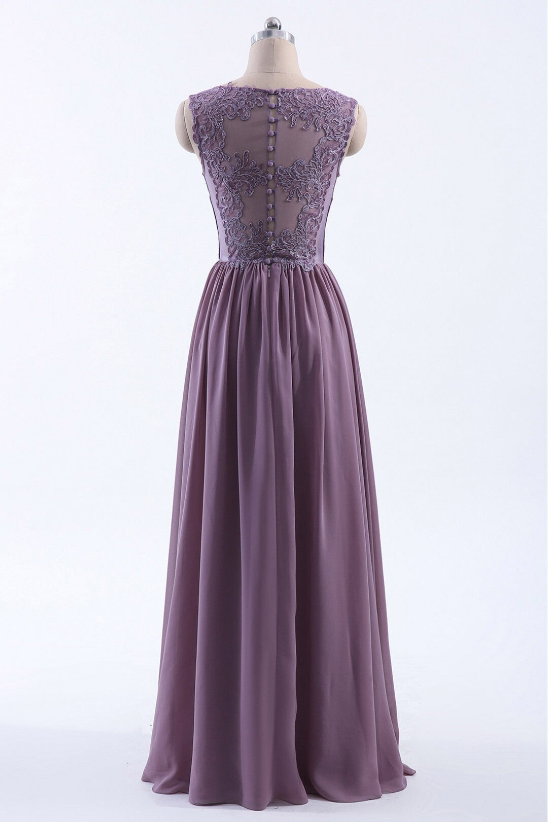Elegant V Neck Chiffon A-line Long Bridesmaid Dress