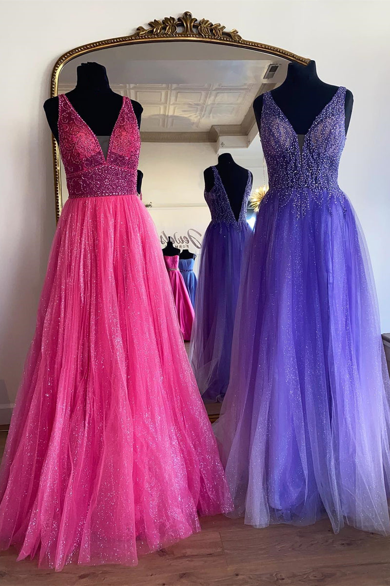 Elegant A-line Beaded Long Formal Dress