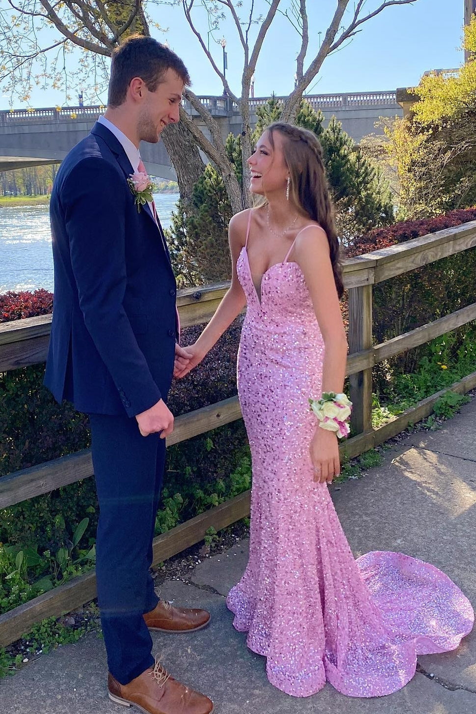 Straps Pink Sequin Mermaid Long Formal Dress – Dressesforparty