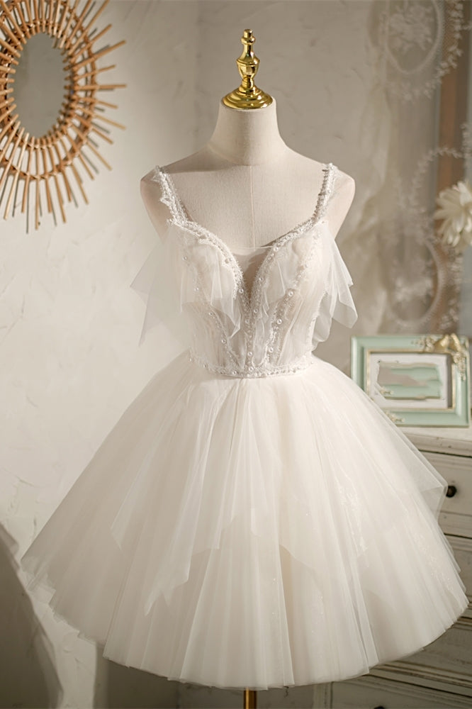 Sweet Ivory A-line Lace and Tulle Short Party Dress Dressesforparty Sweet Ivory A-line Lace and Tulle Short Party Dress Dressesforparty