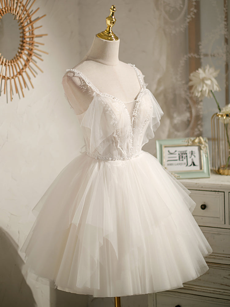 Sweet Ivory A-line Lace and Tulle Short Party Dress