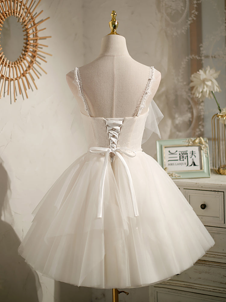 Sweet Ivory A-line Lace and Tulle Short Party Dress