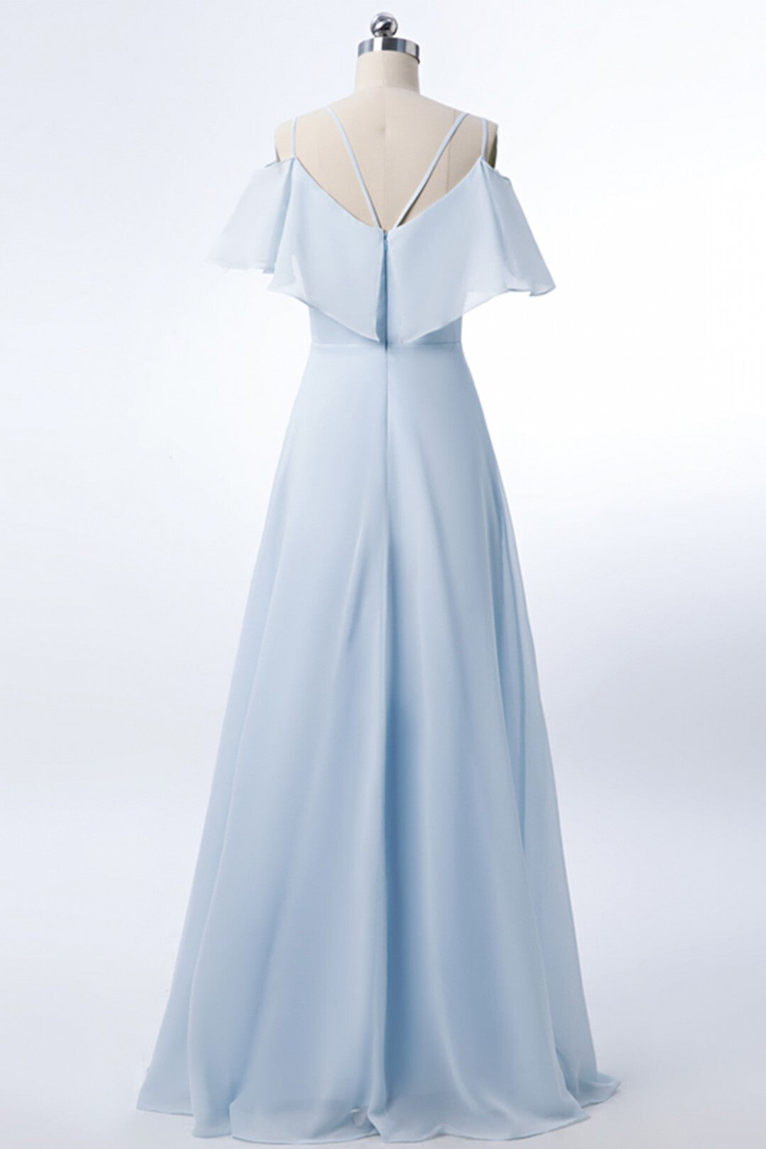 Light Blue Chiffon Long Bridesmaid Dress