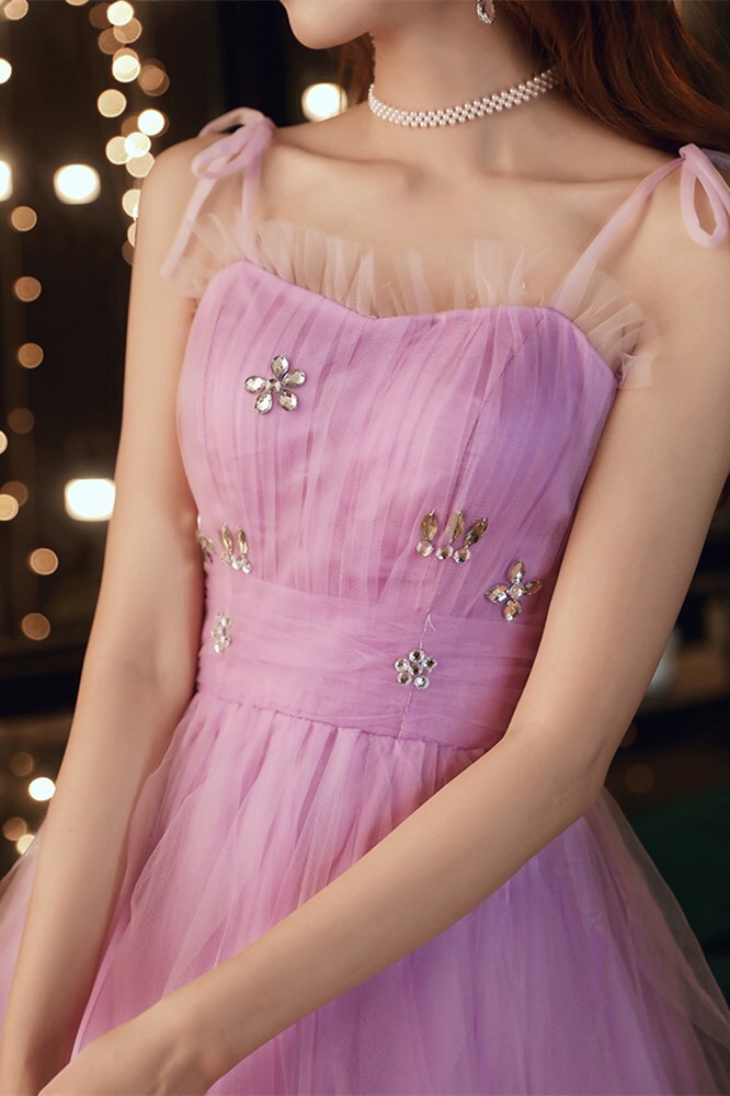 Lilac A-line Tiered Short Party Dress