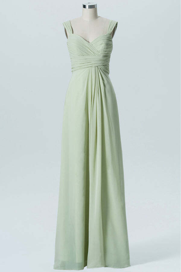 Sage Green Chiffon Pleated A-line Long Bridesmaid Dress Dressesforparty Sage Green Chiffon Pleated A-line Long Bridesmaid Dress Dressesforparty