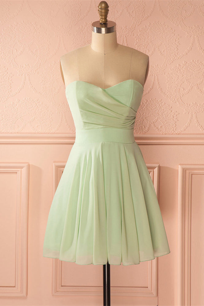 Sage Green Strapless Short A-line Party Dress