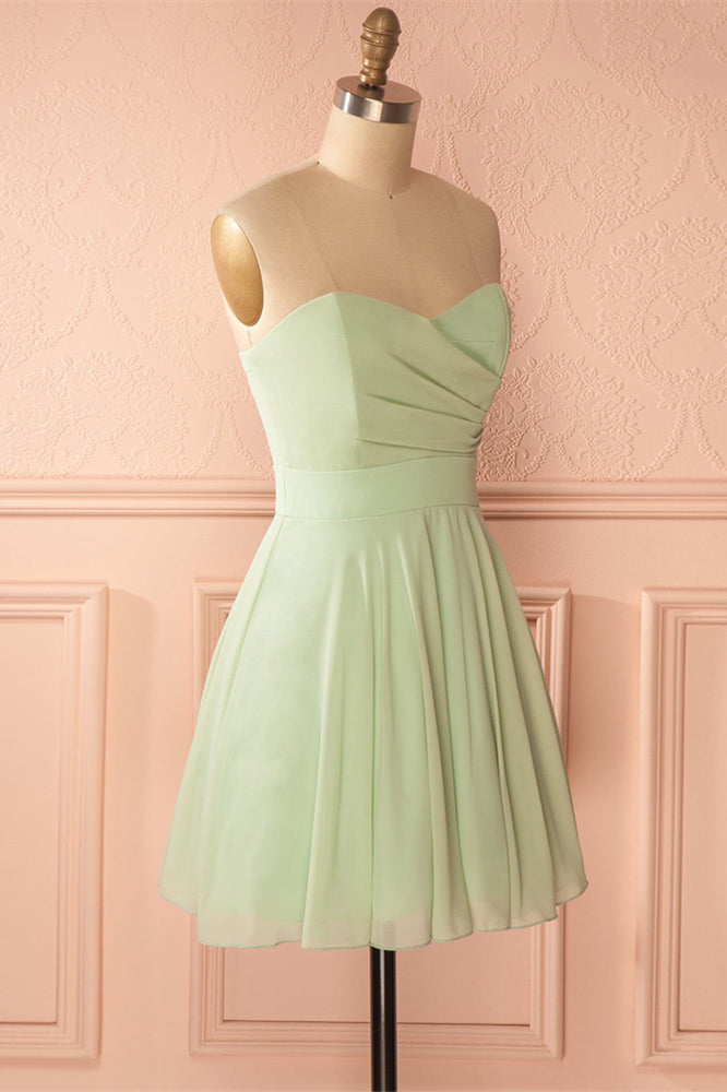 Sage Green Strapless Short A-line Party Dress