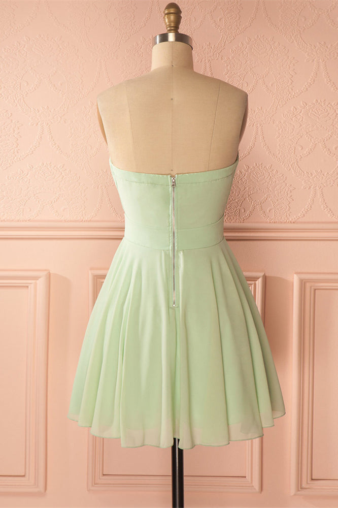 Sage Green Strapless Short A-line Party Dress