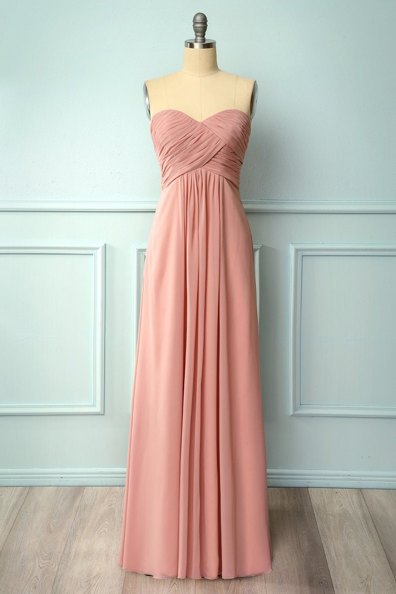 Sweetheart Blush Pink Chiffon Long Bridesmaid Dress Dressesforparty Sweetheart Blush Pink Chiffon Long Bridesmaid Dress Dressesforparty