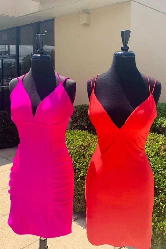 Tight Red Lace Up Back Mini Party Dress 