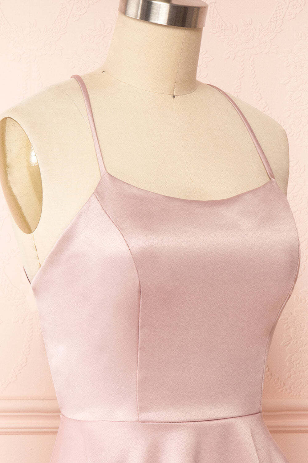 Simple Pink Straps A-line Short Party Dress with Lace Up Back
