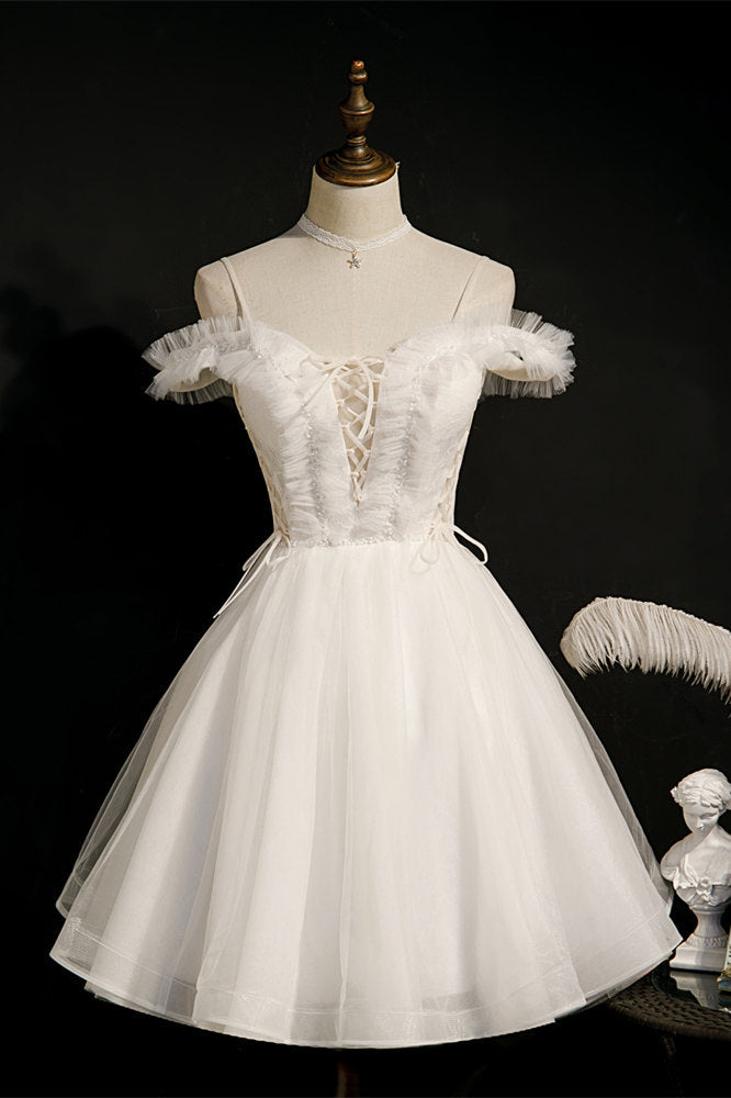 Off the Shoulder Short White Party Dress