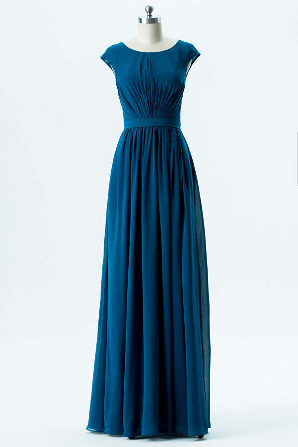 Dark Turquoise Chiffon A-line Long Bridesmaid Dress – Dressesforparty