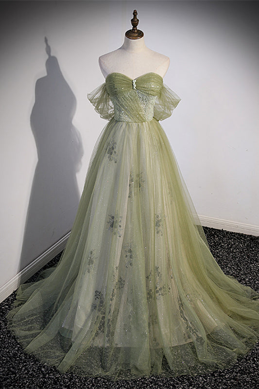 green emerald velvet dress Elegant 3D Flowery Sage Green Tulle Fairy Ball Gown main image 0