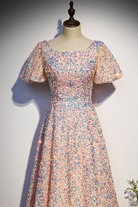 Blush Sequins A-line Long Party Dress