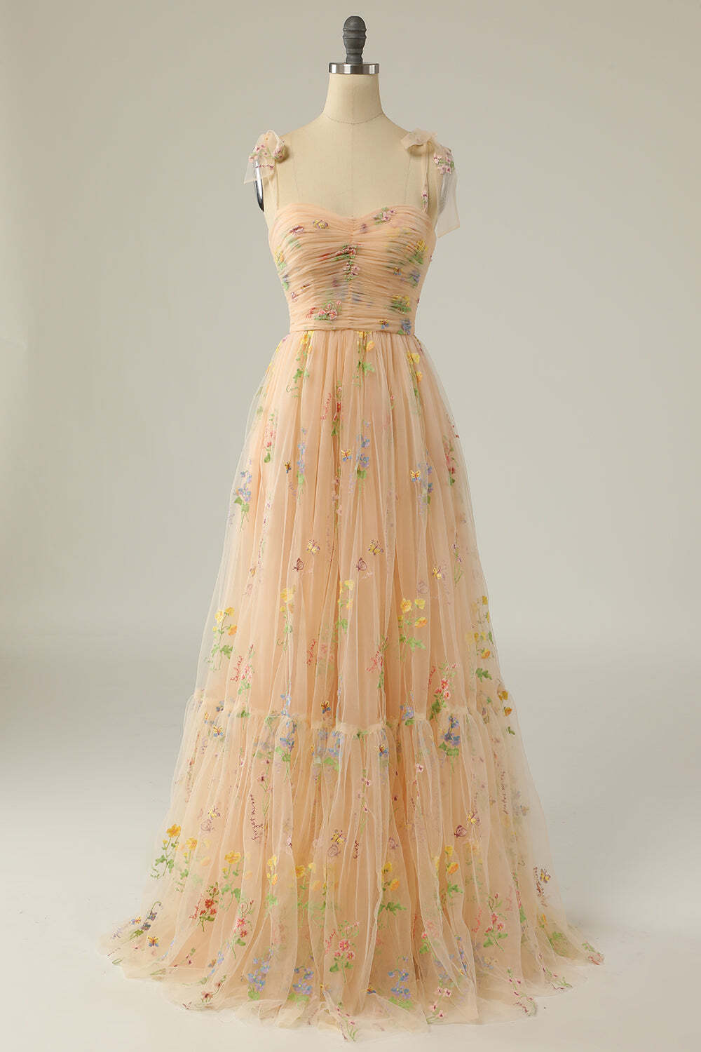Princess Champagne A-line Embroidered Formal Dress
