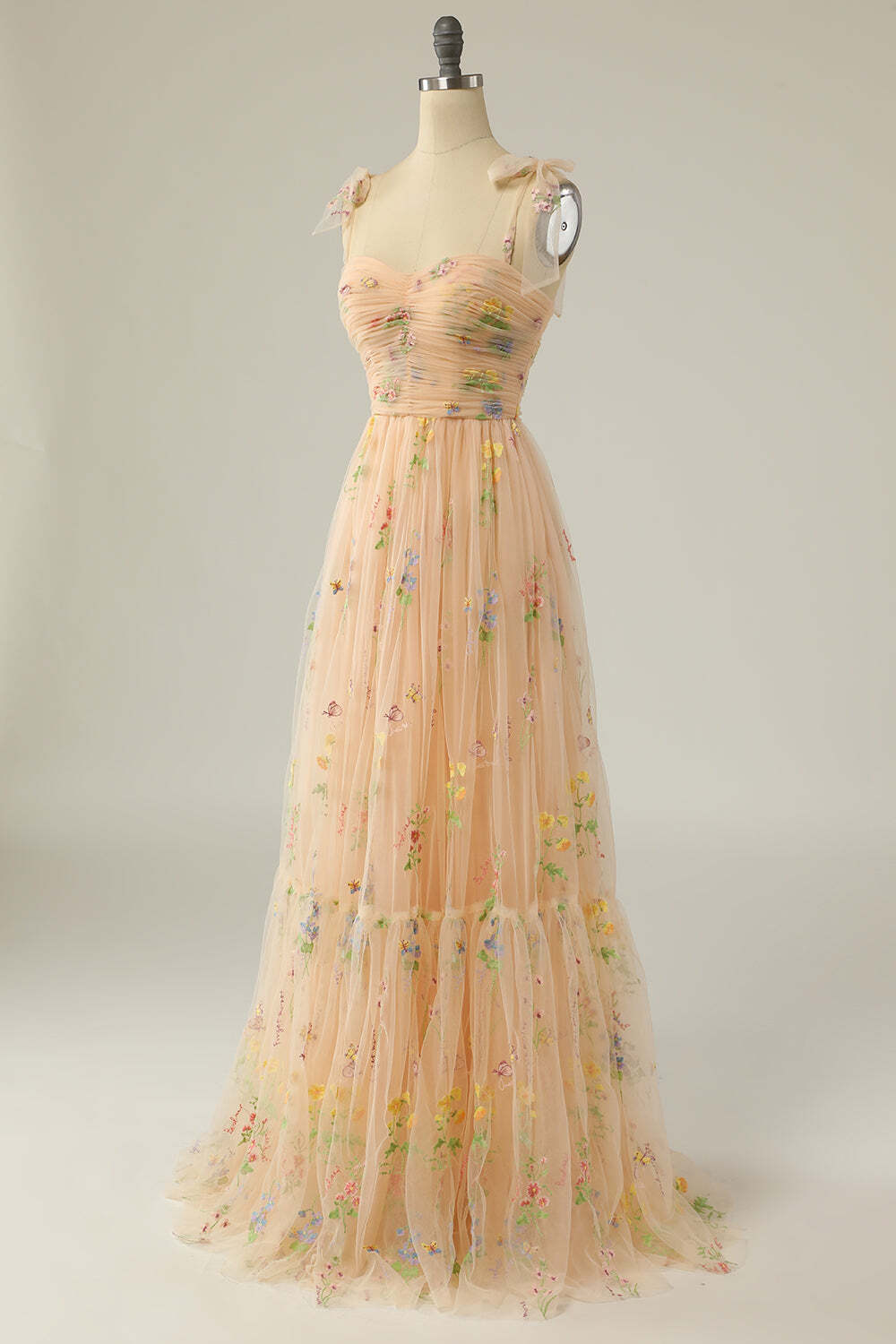 Princess Champagne A-line Embroidered Formal Dress