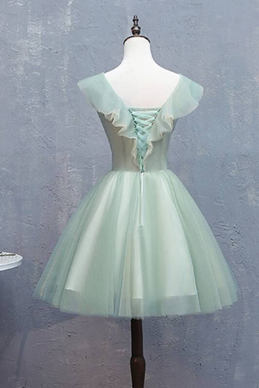 Mint Green A-line Embroidered Short Homecoming Dress