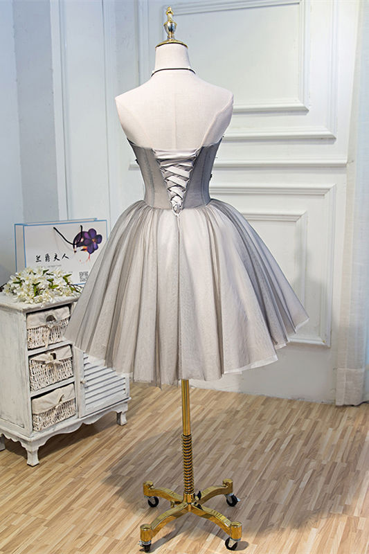 Sweetheart Little Grey Puffy Party Dress