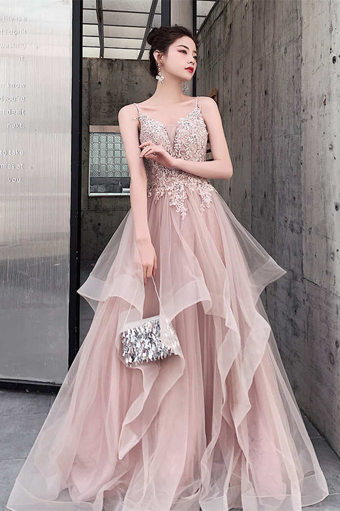 strapless open back dress Short V Neck Pink Light Champagne Prom Dresses, V Neck Short Formal Gr –  jbydress