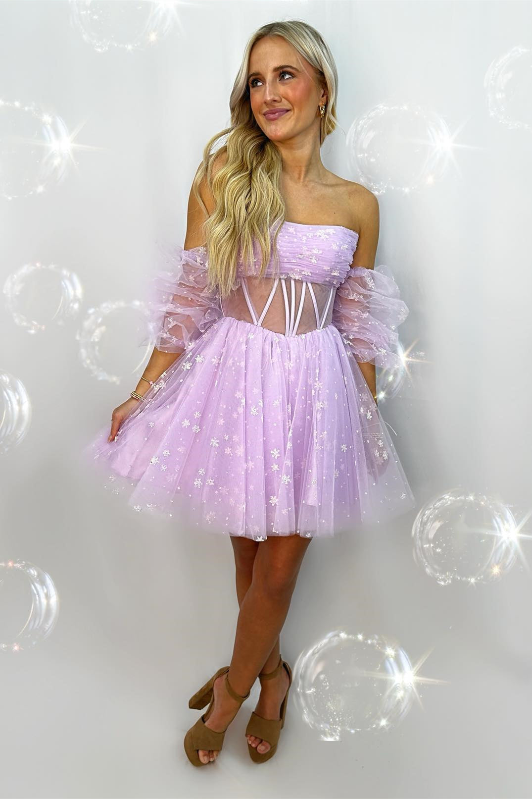 Scoop Lavender Corset A-line Short Homecoming Dress