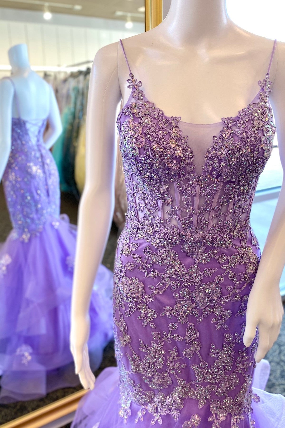 Gorgeous Lilac Appliques Mermamid Long Formal Dress
