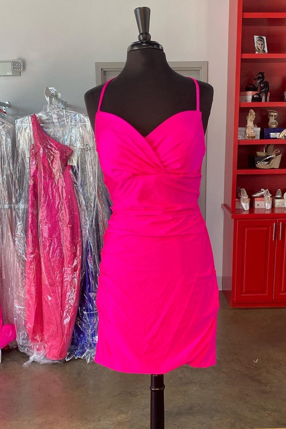 Hot Pink Straps Tight Mini Dress Dressesforparty Hot Pink Straps Tight Mini Dress Dressesforparty