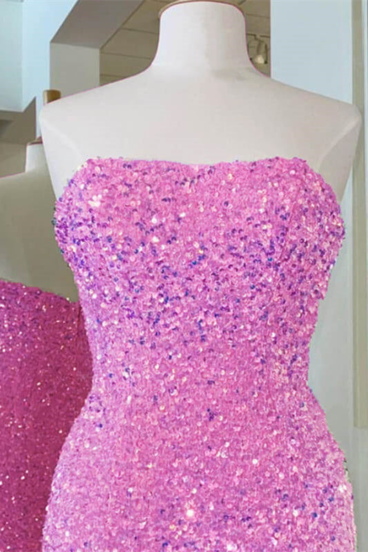 Glitters Pink Sequin Bodycon Mini Homecoming Dress